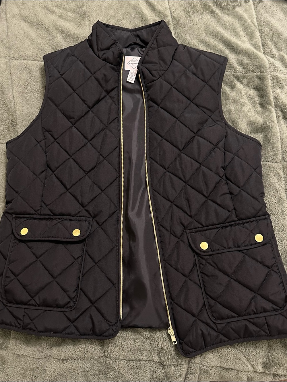 Quilted Black Vest with Gold Trim
